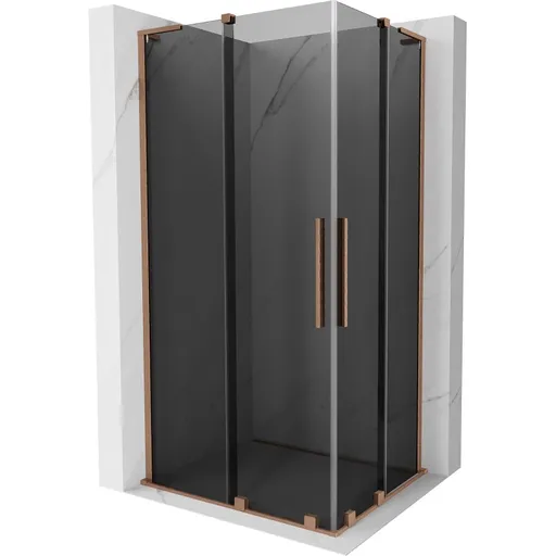 MEXEN/S Velar L Duo sprchový kout, posuvné dveře 90 x 80, grafit, měď kartáčovaná 871-090-080-02-43-65