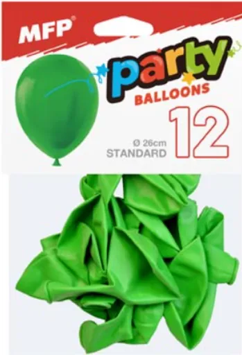 Balónek nafukovací 12ks sáček standard 26cm zelený