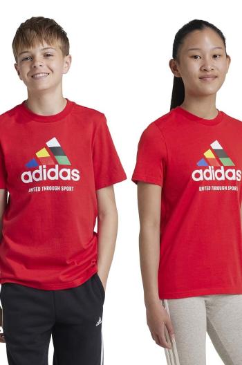 Dětské bavlněné tričko adidas TIRO NATIONS T červená barva, s potiskem, IY8127