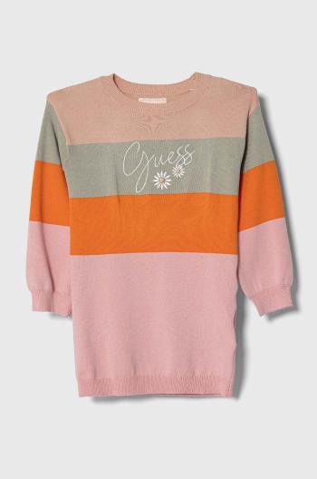 Dívčí šaty Guess oranžová barva, mini