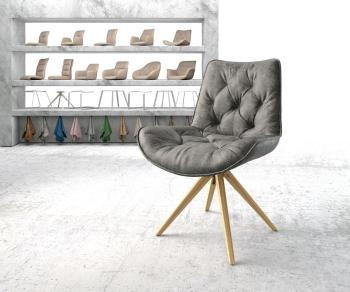 Otočná židle Taimi-Flex šedá vintage mikrovlákno dřevěná podnož