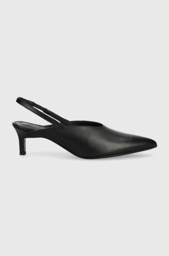 Kožené lodičky Calvin Klein HW0HW01345 GEO STIL SLINGBACK PUMP 50 černá barva, s odkrytou patou