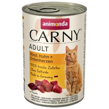 Konzerva ANIMONDA Carny Adult hovězí + kuřecí + kachní srdíčka 400g