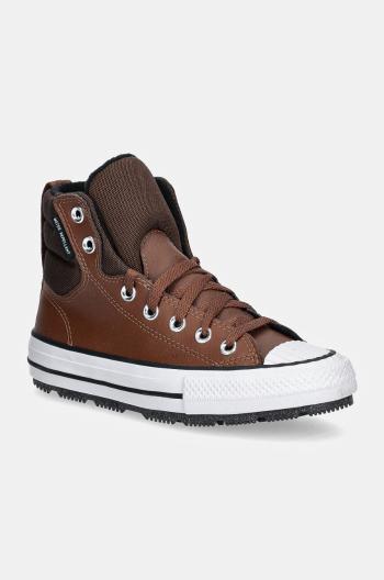 Dětské kožené kecky Converse CHUCK TAYLOR AS BERKSHIRE BOOT hnědá barva, A08442C