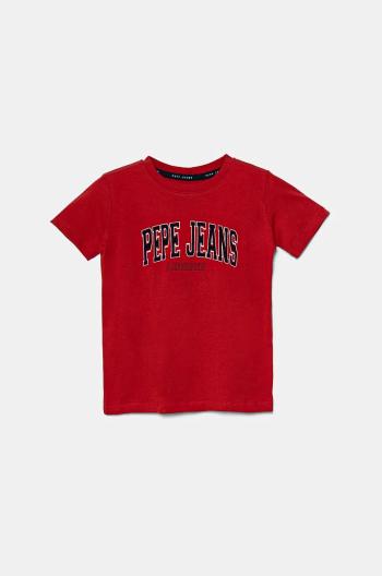 Dětské bavlněné tričko Pepe Jeans BAIN červená barva, s potiskem, PB503915