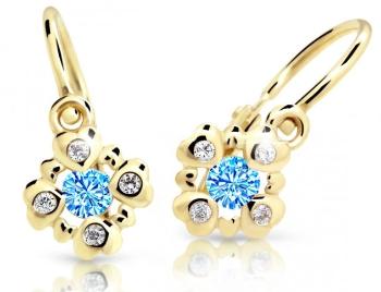 Cutie Jewellery Třpytivé dětské náušnice ze žlutého zlata C2253-10-X-1 světle modrá