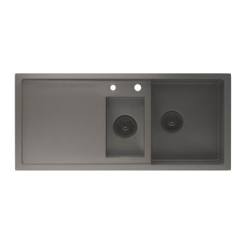 Klarstein TitanSteel kuchyňský dřez s odkapávačem, 100 x 45 cm, 2 dřezy, nerezová ocel, odolný vůči teplu