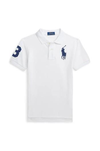 Dětská bavlněná polokošile Polo Ralph Lauren bílá barva, s aplikací, 323708861112