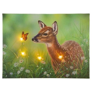 Nexos  86711 Nástěnná malba jelen na louce, 4 LED, 30 x 40 cm