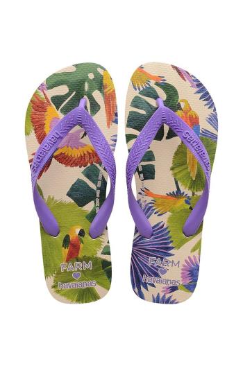 Žabky Havaianas TOP FARM PASSAROS dámské, fialová barva, na plochém podpatku, 4149555.3503