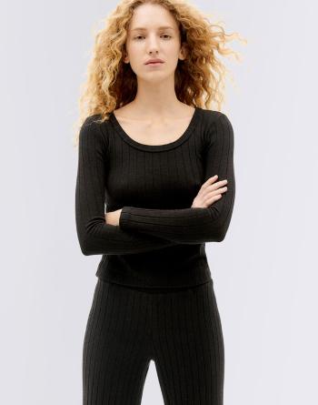 Tričko Thinking MU Black Trash Casilda L/S Top BLACK