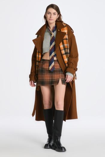 SUKNĚ GANT CHECKED WOOL MINI SKIRT CINNAMON BROWN