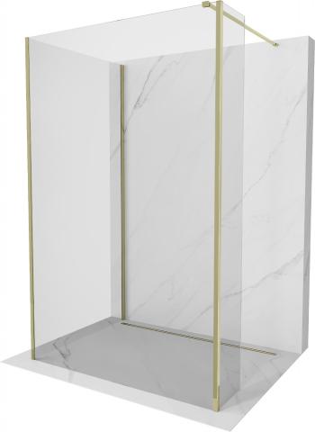 MEXEN/S Kioto Sprchová zástěna WALK-IN 95 x 90 x 30 cm, transparent, zlatá 800-095-090-221-50-00-030