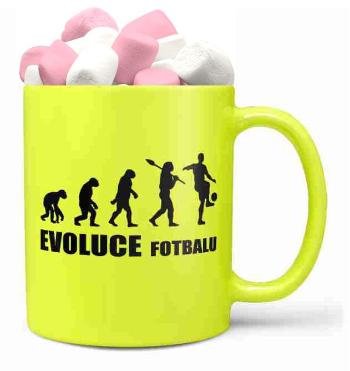 Hrnek Evoluce fotbalu - fluo (Náplň hrníčku: Marshmallow)