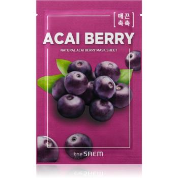 The Saem Natural Mask Sheet Acai Berry plátýnková maska pro rozjasnění a vitalitu pleti 21 ml