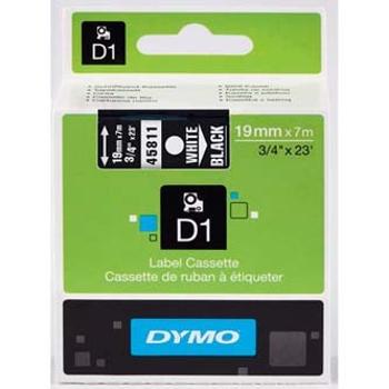 Dymo D1 45811, S0720910, 19mm x 7m, bílý tisk / černý podklad, originální páska