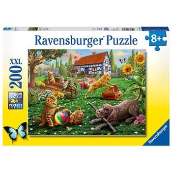 Ravensburger puzzle 128280 Zvířata hrající si na dvorku 200 dílků  (4005556128280)