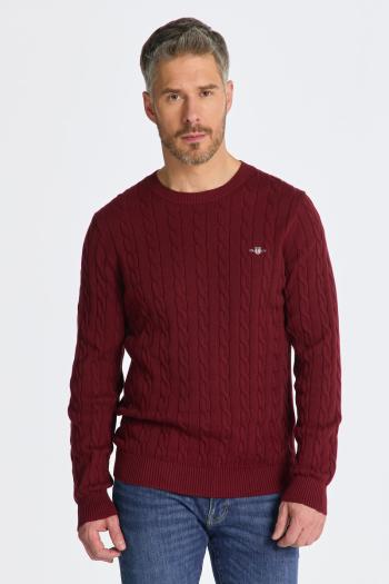 SVETR GANT COTTON CABLE C-NECK PLUMPED RED