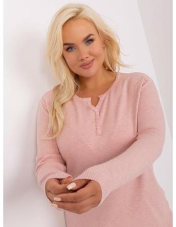 Dámský svetr s knoflíky plus size RICE světle růžový 