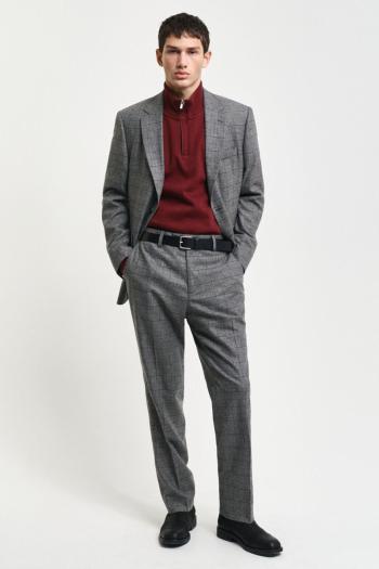 KALHOTY GANT SLIM CHECK SUIT PANTS GRAPHITE