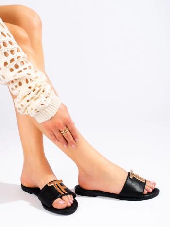 Pohodlné dámske čierne ponožky na podpätku bez päty