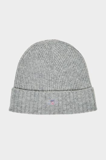 ČEPICE GANT UNISEX. SHIELD WOOL BEANIE GREY MELANGE