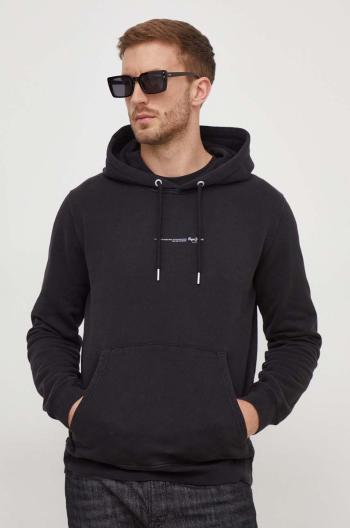 Bavlněná mikina Pepe Jeans Dave Hoodie pánská, černá barva, s kapucí, s potiskem, PM582561