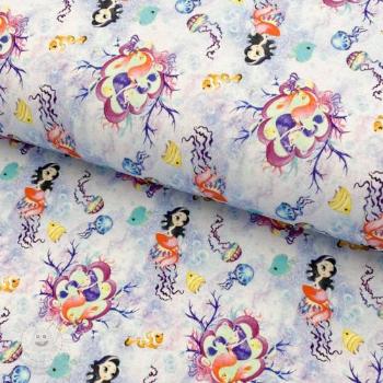 Úplet Snoozy fabrics Mermaids violet digital print