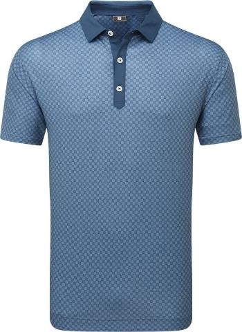 Footjoy Checker Print Lisle Mens Dark Denim/White XL Polo košile