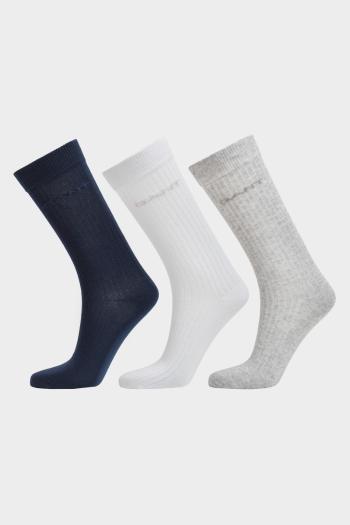 PONOŽKY GANT TONAL LOGO RIB SOCKS 3-PACK EVENING BLUE