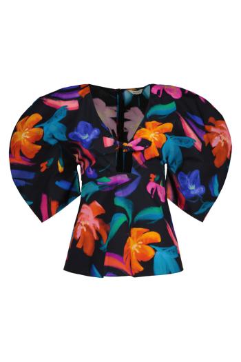 KOŠILE GANT FLORAL PRINT VOLUME SLEEVE BLOUSE EBONY BLACK