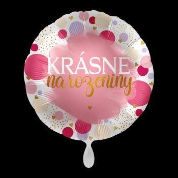 Premioloon Fóliový balón kruh růžový - Krásné narozeniny