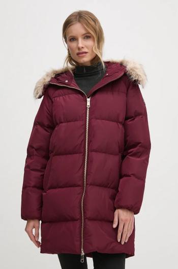 Péřová bunda Tommy Hilfiger dámská, vínová barva, zimní, WW0WW42743