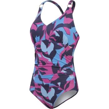 Speedo SHAPING PRITNED V NECK 1 PIECE Dámské jednodílné plavky, tmavě modrá, velikost