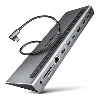 AXAGON HMC-4KX3 11-in-1 Docking Station, USB-C 5Gbps, 3x USB-A, 2x HDMI, DP, RJ-45,  SD/microSD, aud (HMC-4KX3 )