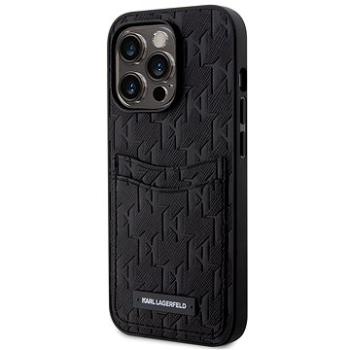 Karl Lagerfeld Saffiano Monogram Card Slot Zadní Kryt pro iPhone 13 Pro Max Black (KLHCP13XSAKLHPPK)