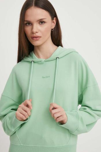 Mikina Pepe Jeans LYNETTE HOODIE dámská, zelená barva, s kapucí, hladká, PL581439