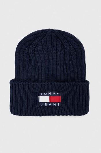 Čepice Tommy Jeans tmavomodrá barva, z husté pleteniny