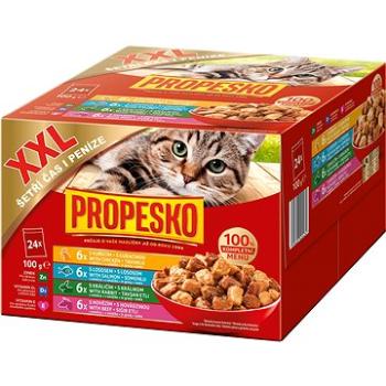 Propesko Kapsička kuřecí, hovězí, lososová, králičí 24 × 100 g  (8595606404434)