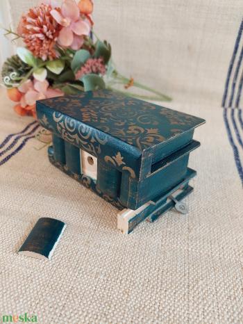 Puzzle doboz/ titkos doboz- Óceánkék-arany