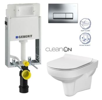 GEBERIT KOMBIFIXBasic vč. chromového tlačítka DELTA 51 + WC CERSANIT CITY NEW CLEANON + WC SEDÁTKO SLIM 110.100.00.1 51CR CI2