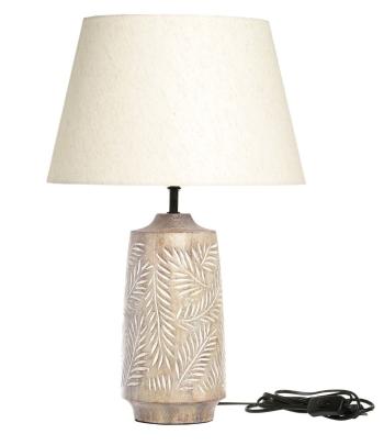 Stolní lampa s dřevěnou základnou a lněným stínidlem Pipp - 37*57 cm/ E27 71103700