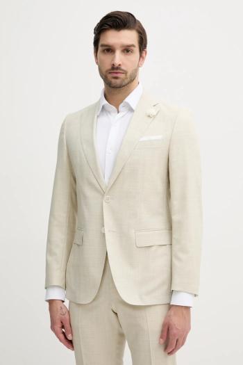 Vlnené sako BOSS pánske, béžová farba, 50540712
