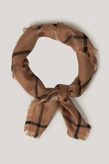 ŠÁLA GANT HERRINGBONE CHECKED FOULARD CARAMEL BEIGE