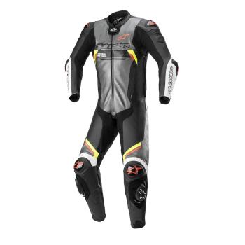 Jednodílná moto kombinéza Alpinestars Missile 2 Ignition metalická šedá/černá/žlutá/červená fluo  metalická šedá/černá/žlutá/červená fluo  46