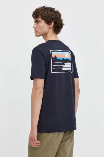 Bavlněné tričko Quiksilver tmavomodrá barva, s potiskem