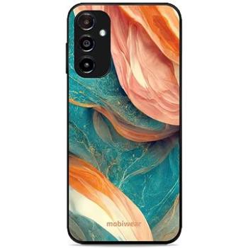 Mobiwear Glossy lesklý pro Samsung Galaxy A14 - G025G - Azurový a oranžový mramor (5904808526937)