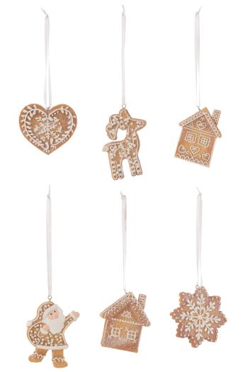 Set 6ks závěsná dekorace perníček Ginger - 8*1*9 cm 45206