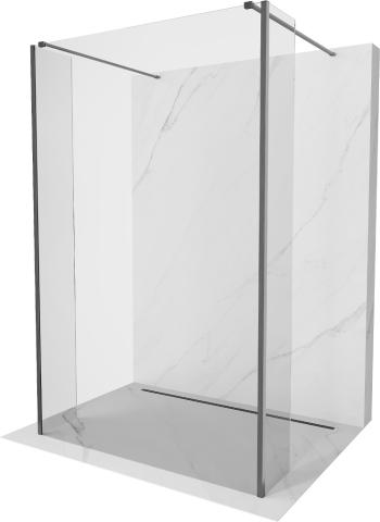 MEXEN/S Kioto Sprchová zástěna WALK-IN volněstojící 90 x 30 x 30 cm, transparent, grafit kartáčovaná 800-090-030-222-66-00-030