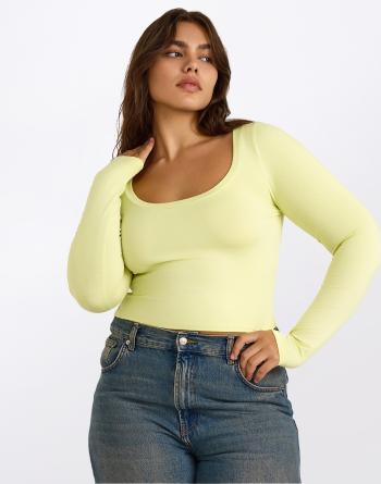 Tričko Organic Basics Everyday Scoop Neck Long Sleeve Tee Elderflower Green